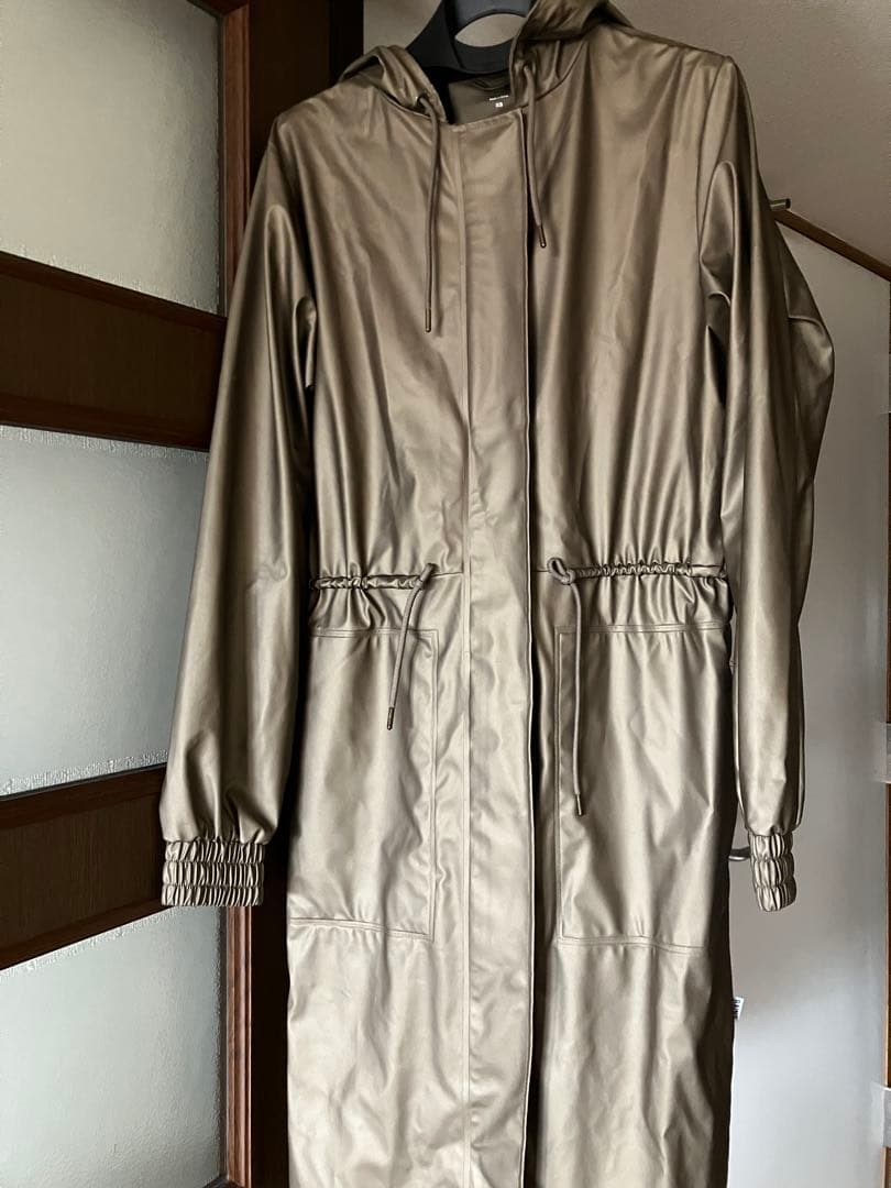 【RAINS】【レインズ】防水フード付きロングコート・オリーブグリーン レインウェア 男女兼用ロング丈フード付き防水ジャケット レイン