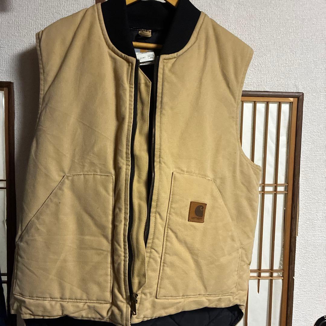 carhartt ベージュ ジップアップ ベスト 80's Carhartt カーハート Duck Vest ダック地 ベスト ジップアップ