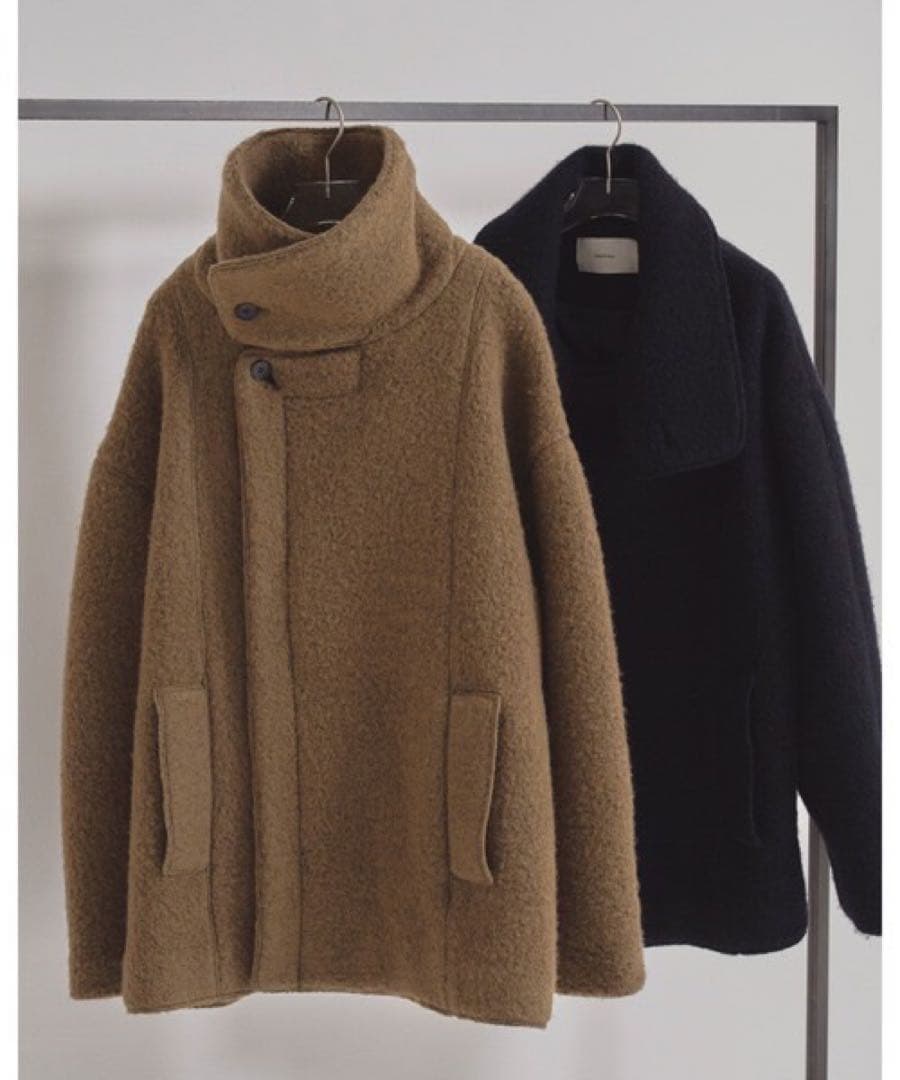 トゥデイフル コート36 ブラウン ウール混合ブラウンピーコート TODAYFUL トゥデイフル ブラウン ウール ハウンドトゥース オーバー