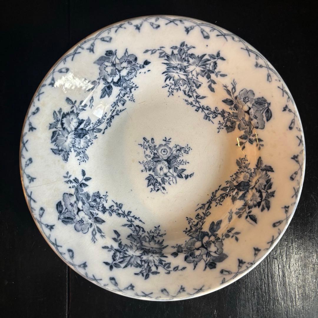 フランスアンティークプレート3枚セット スミレ・マーガレット、野花