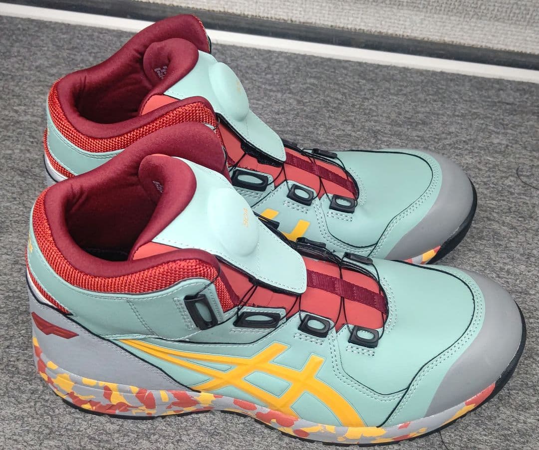 安全靴 ハイカット ミントグリーン/レッド　27.0cm