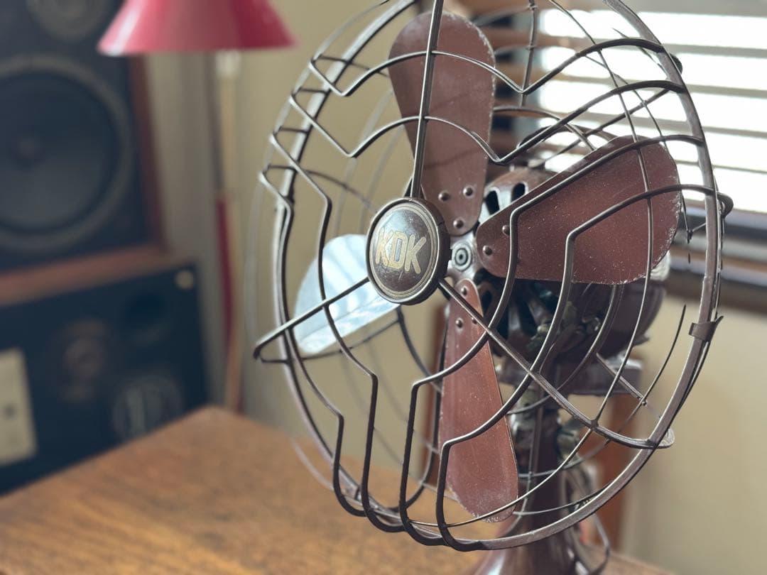 昭和レトロ稼働品　KDK ヴィンテージ扇風機　チョコレートブラウン 川北電気製作所”KDK” ビンテージ扇風機 レトロファン 木箱付 - BURN-UPS!