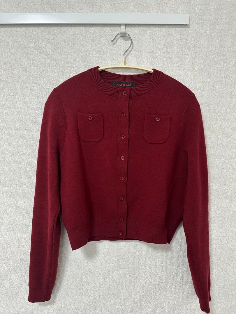 CABAN バーガンディ カーディガン XS CABaN クロスタイルジャカード Vネックカーディガン｜トゥモローランド