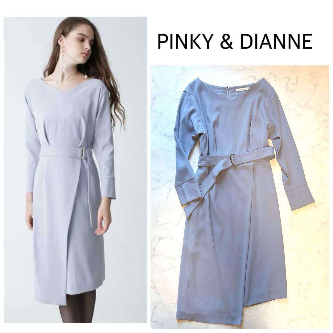 PINKY & DIANNE ダブルクロスアシンメトリーワンピース　ライトブルー PINKY & DIANNE ダブルクロスアシンメトリーワンピース ライトブルー