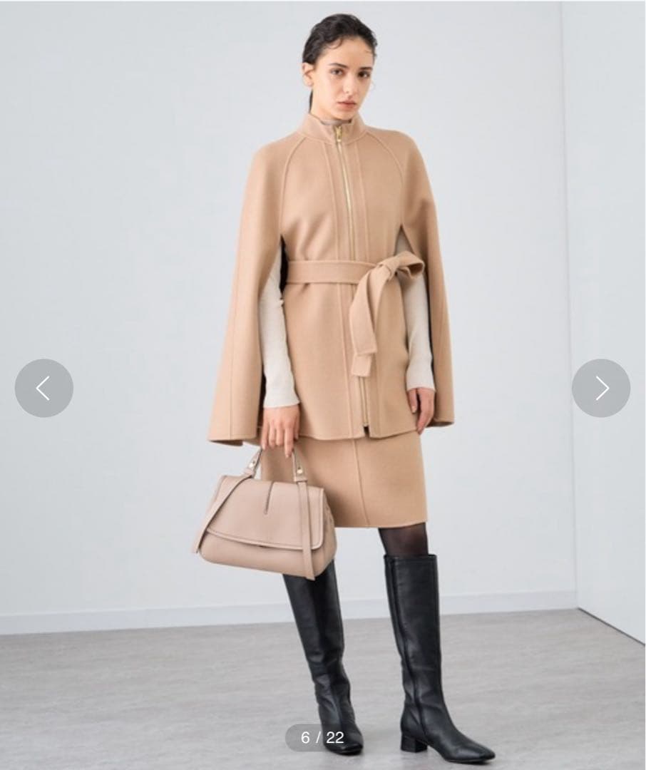 専用 ANAYI シャルムビーバーミドルケープコート 36 キャメル