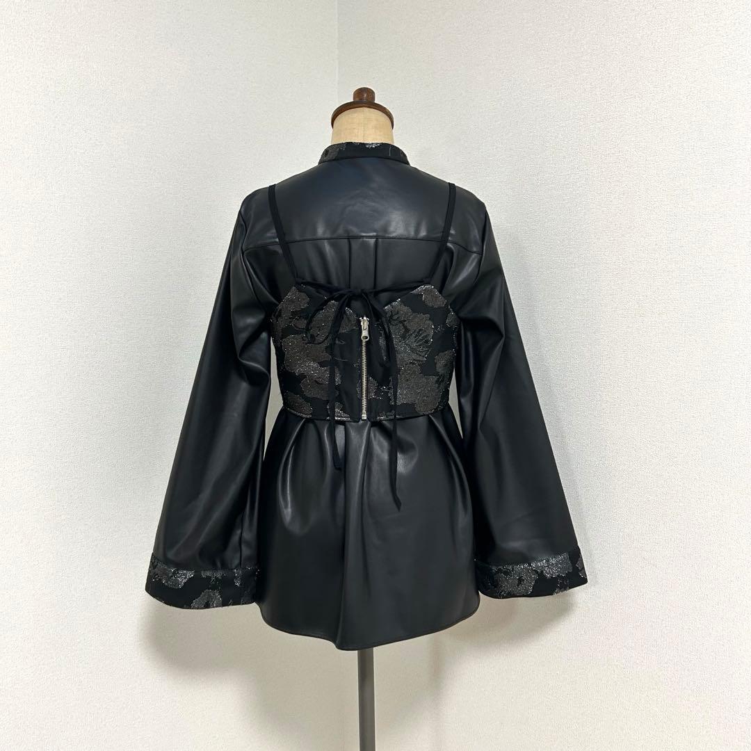 美品】HARE 2Pビスチェ イソザイチュニックシャツ &ビスチェセット 黒