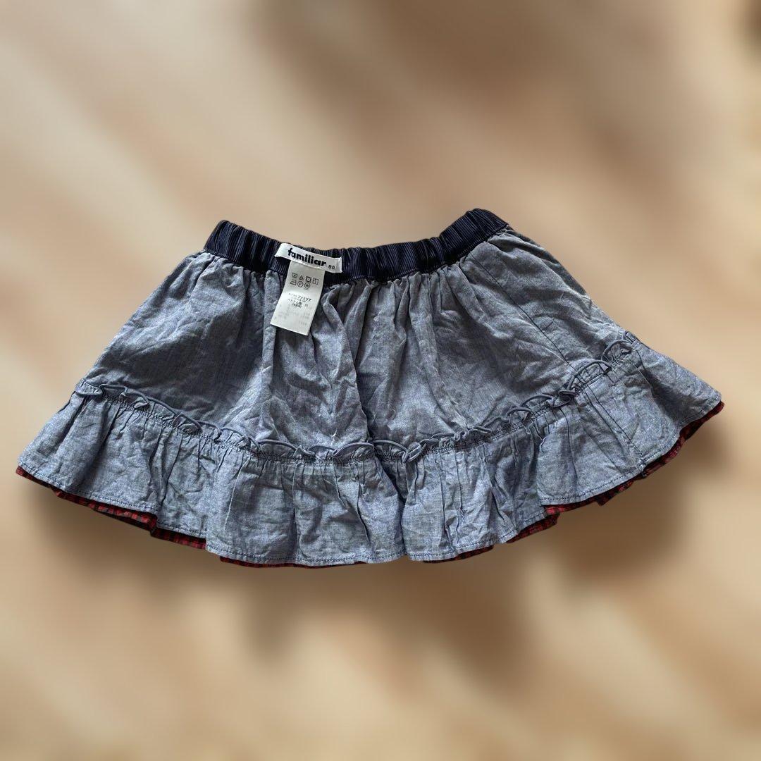 ファミリア リバーシブル スカート 赤チェック 80 - メルカリ