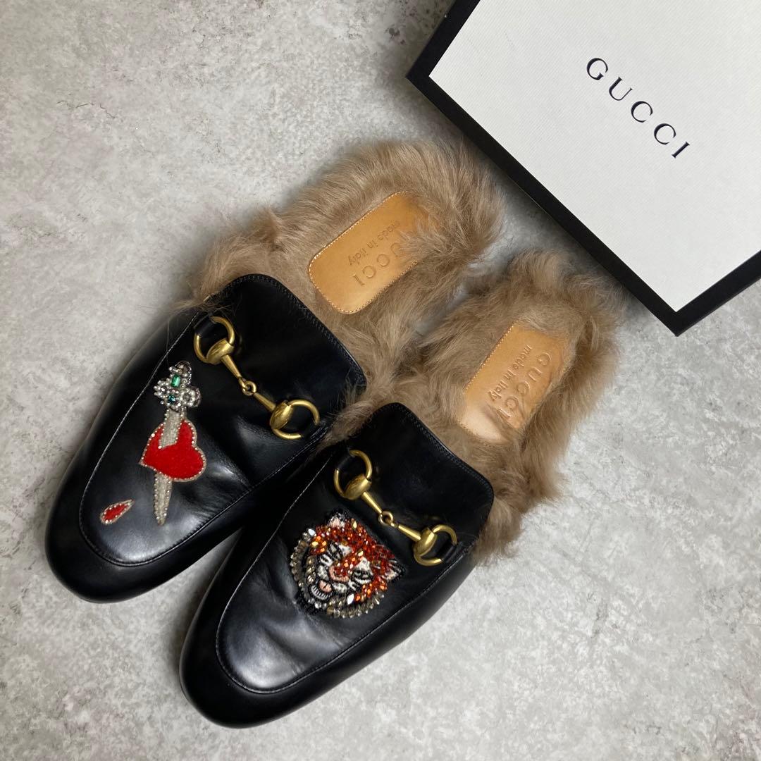 GUCCI グッチ プリンスタウン ホースビット ファー ミュール 7