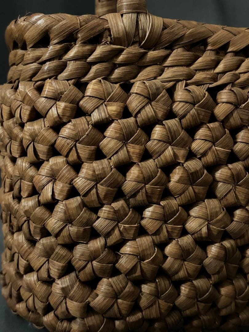 岐阜白川郷産 匠の技 手編み 六角花編み 山葡萄籠バッグ サイズS