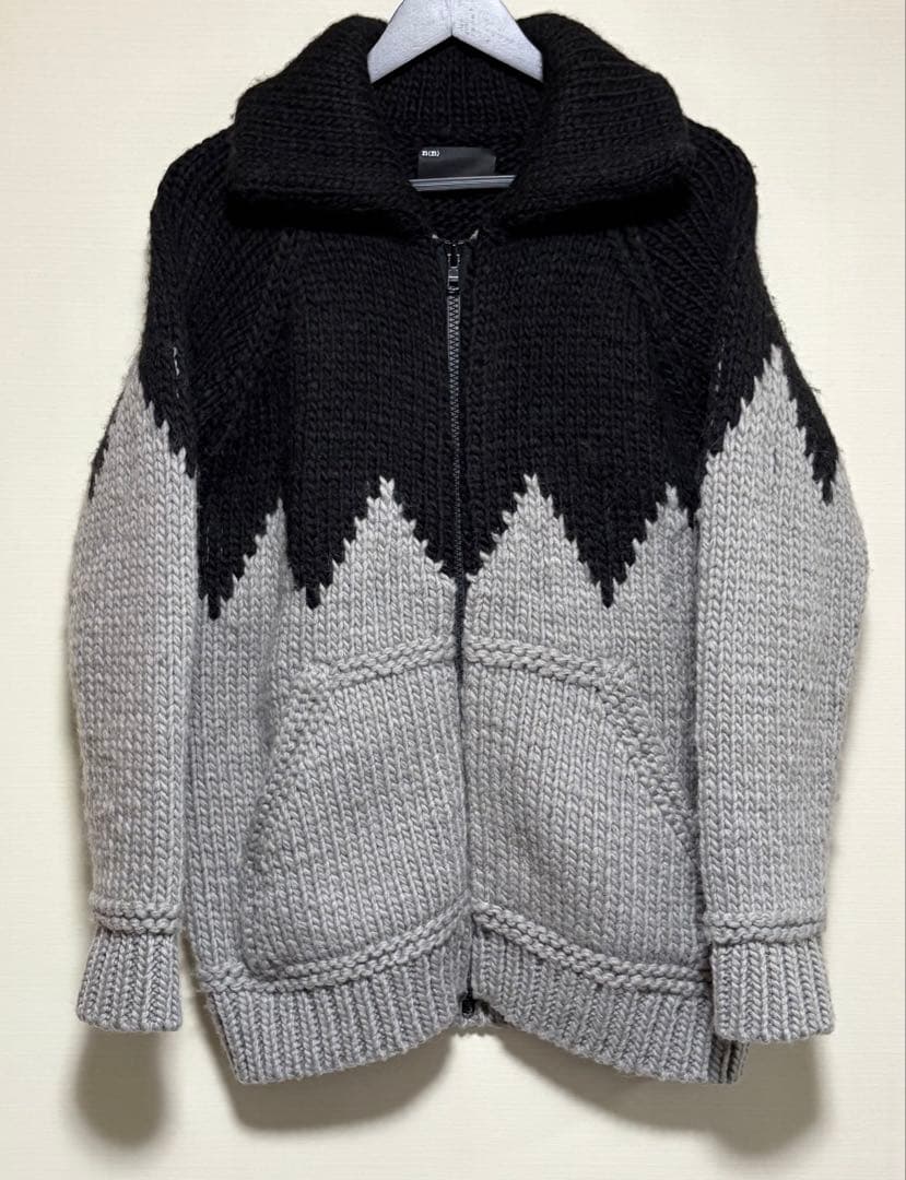 ナンバーナイン　カウチン　ニット　セーター　カーディガン　サイズ２ カーディガン ダブルZIP ノルディック ルーズ カウチンニット / Double