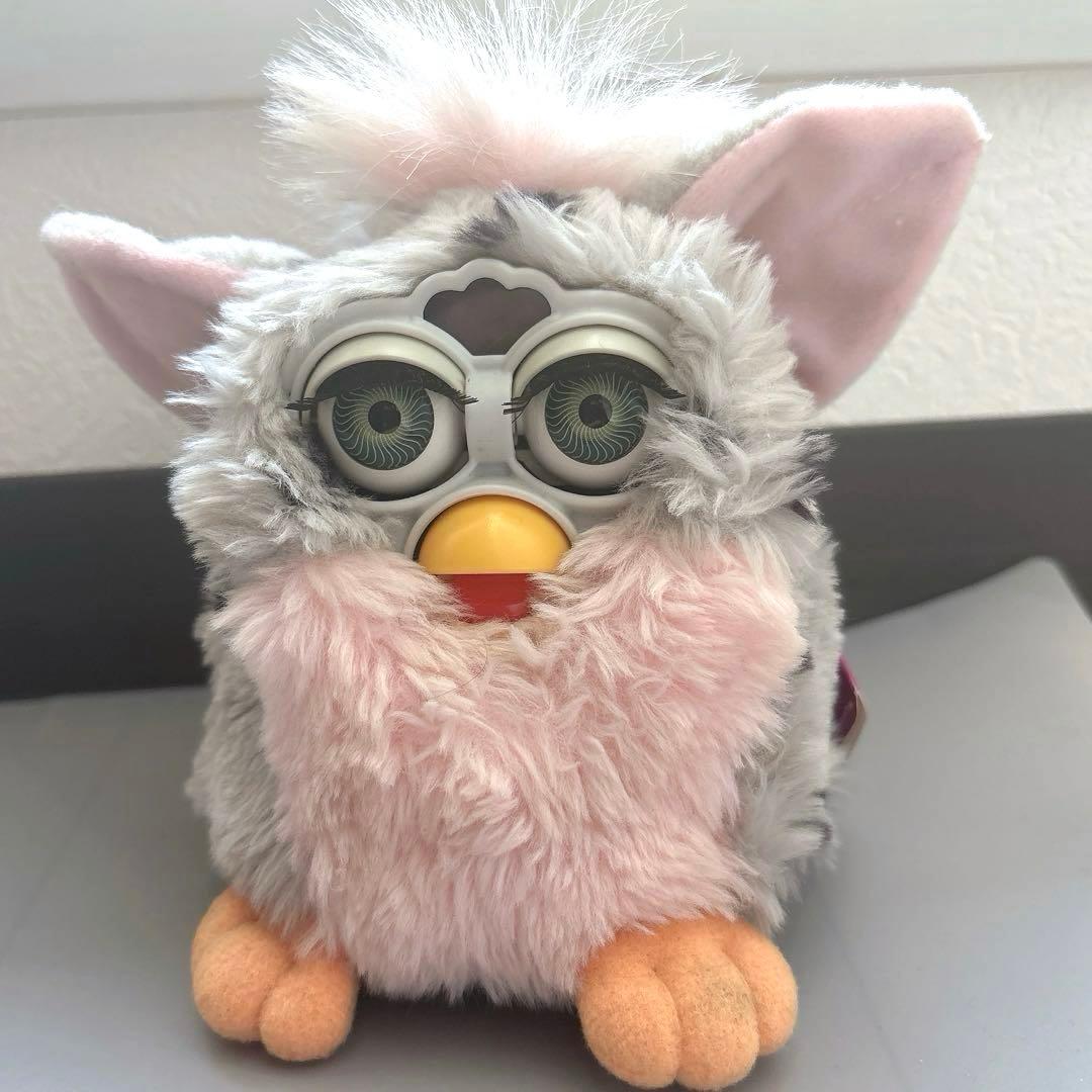 新品タグ付き】 初代ファービー 《英語版》レオパード柄 グレー ピンク