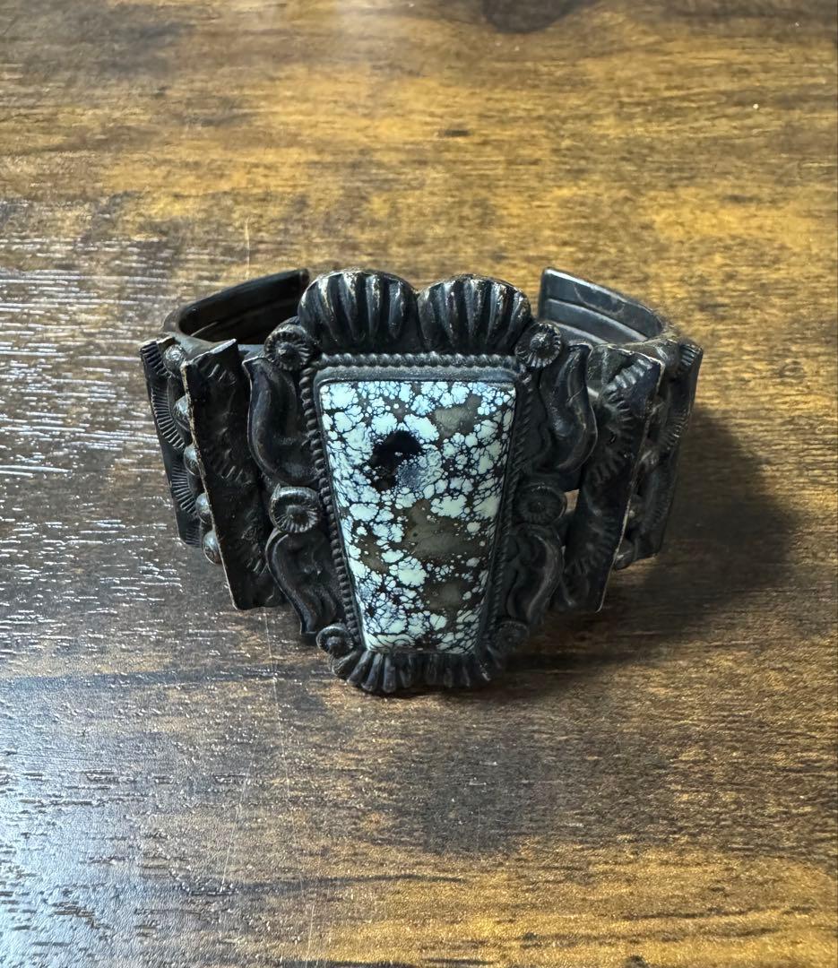 ナバホ系 KS刻印 スターリングシルバー ターコイズ バングル 131g