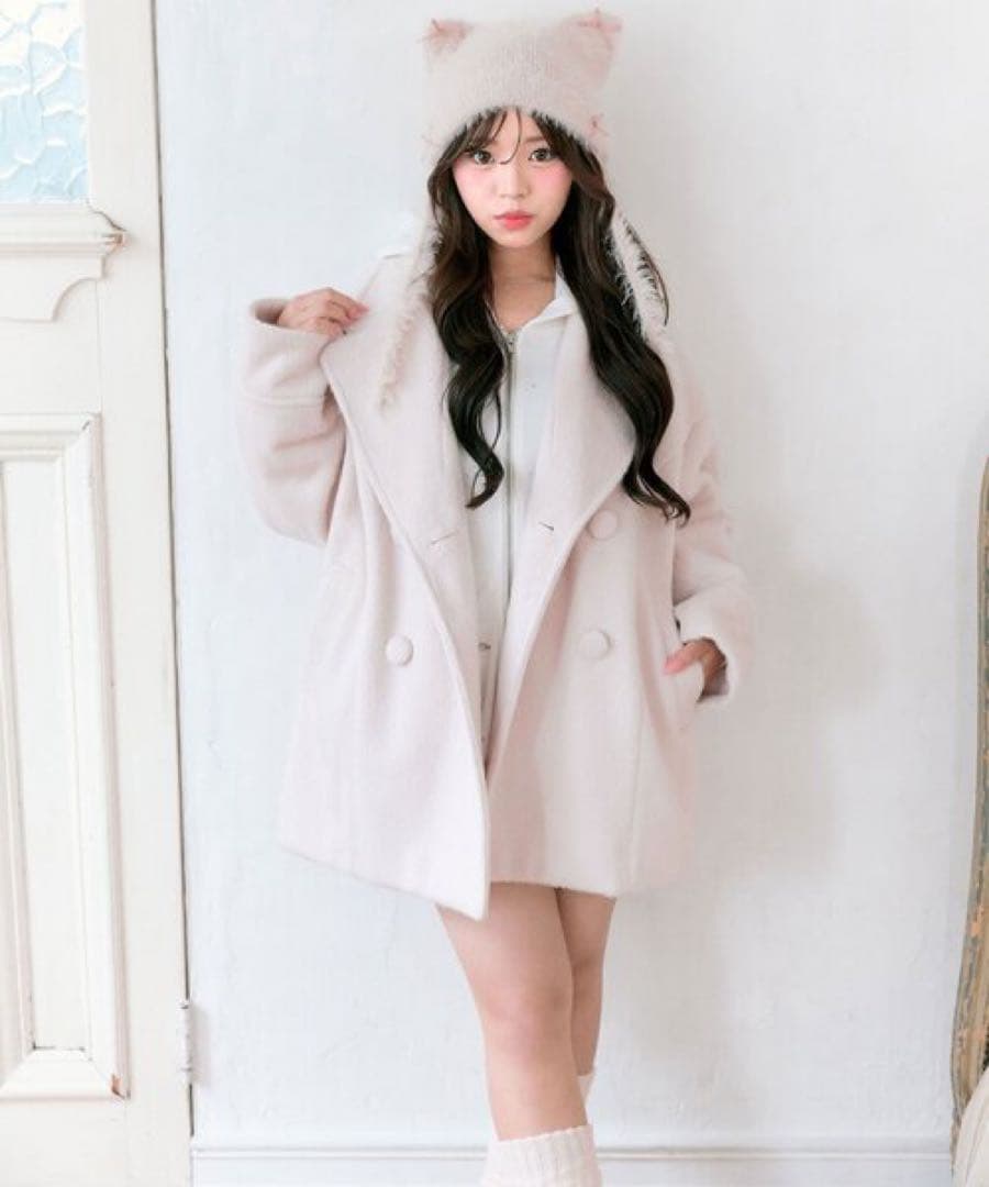 OLIVE des OLIVE シャギーコート ピンク OLIVE des OLIVE（オリーブデオリーブ） コート アウター