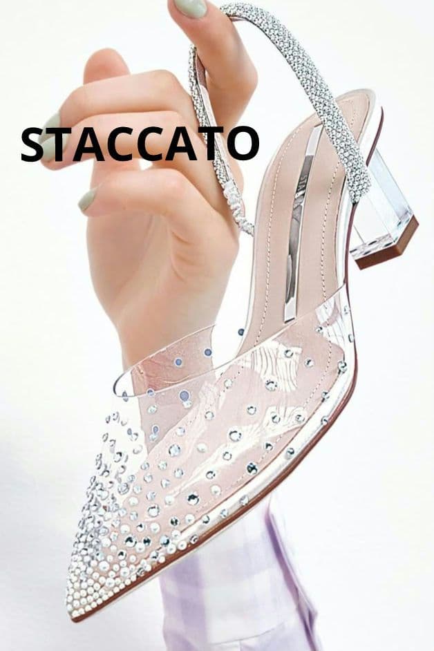 STACCATO スタッカート パール ラインストーン サンダル ミュール STACCATO | パールラインシースルードットミュール (サンダル ) |SHEL