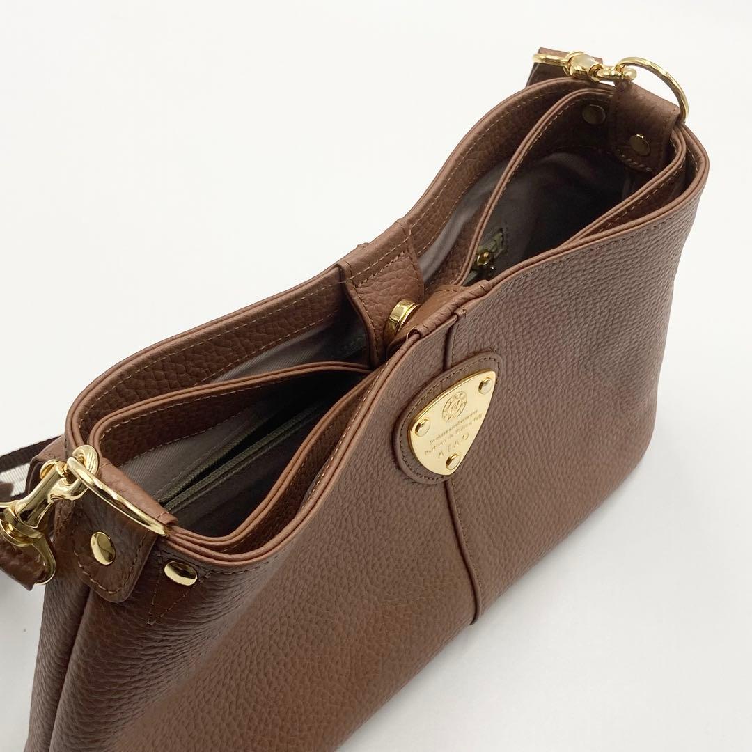 未使用級 アタオ チヴィ ショルダーバッグ アーモンド レザー 2way