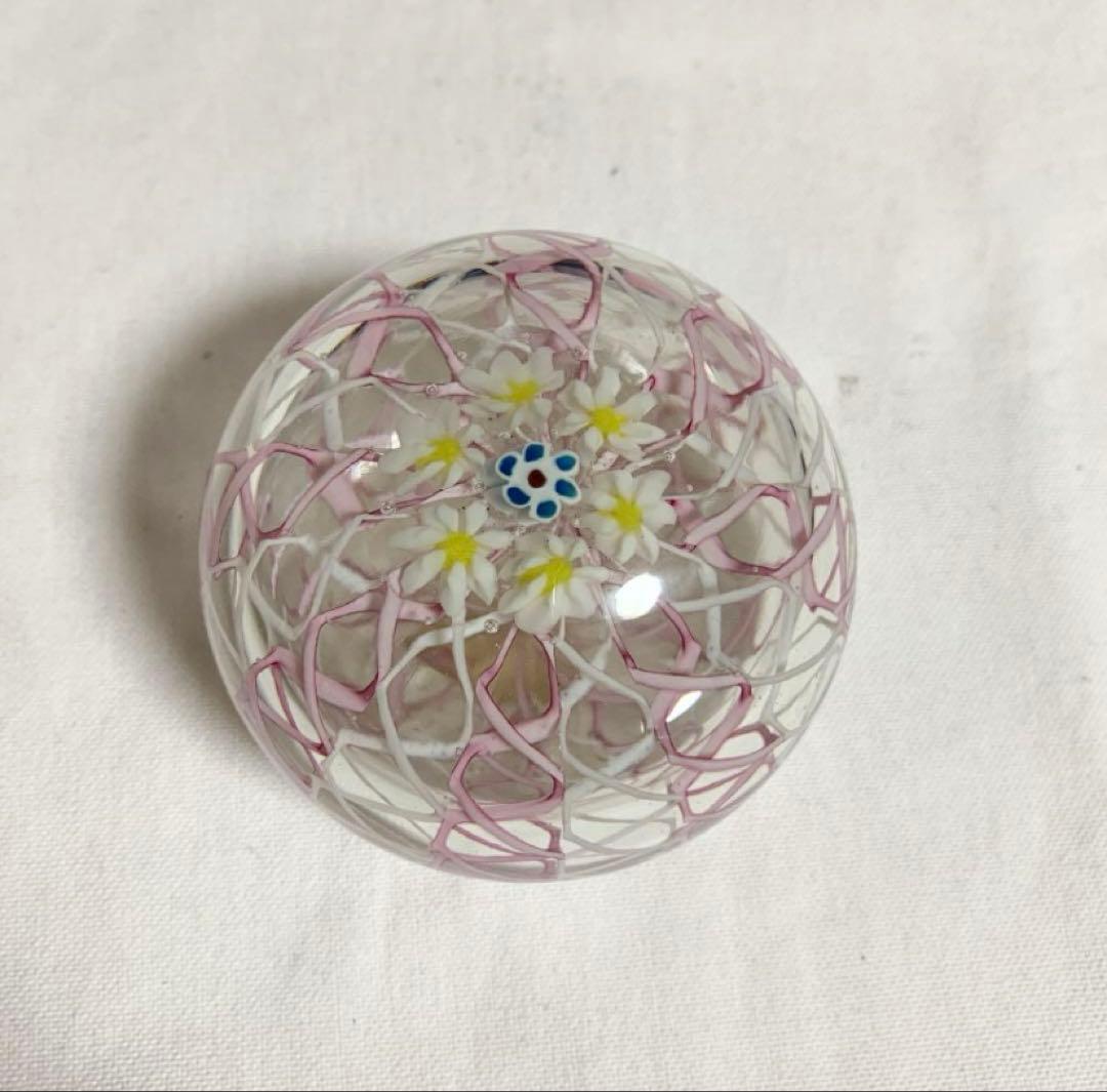 ムラノ社製　ガラスペーパーウェイト　ミルフィオリ　文鎮　クリスタル　ベネチアン ミルフォオリ ムラーノ ボヘミア ガラスペーパーウェイト 文鎮