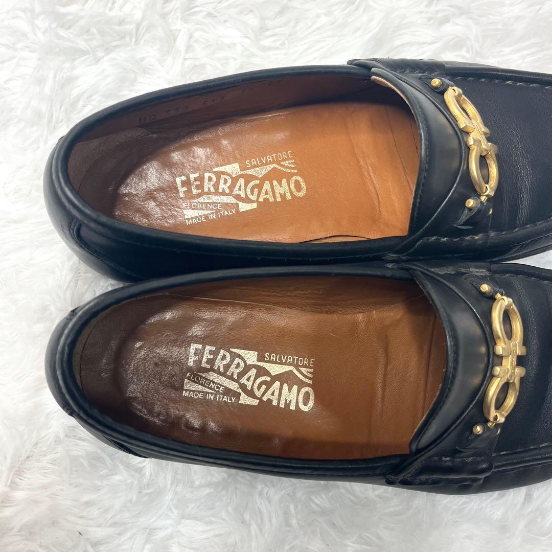 【美品】 フェラガモ ガンチーニ ビットローファー 25.5cm ゴールド 金