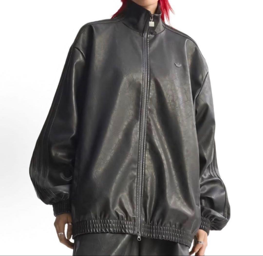 新品XS Adidas プレザー ファイヤーバード トラックトップJW7326 adidas Pleather Firebird Oversized Track jacket - Black | Free