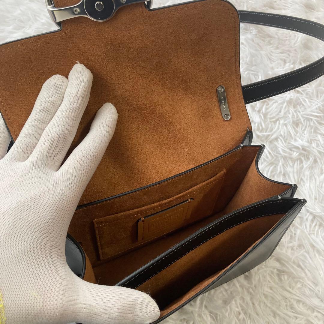 極美品 現行 コーチ ショルダーバック モーガン スクエア 黒 レザー