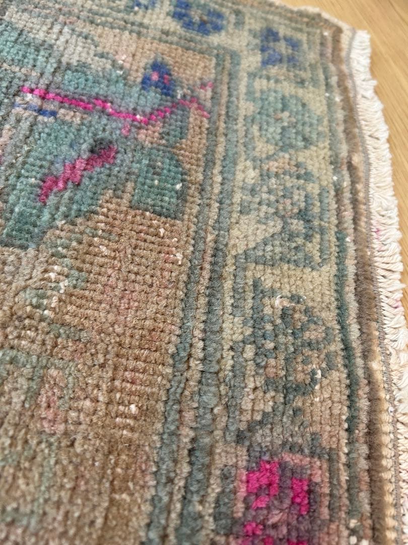 トライバルデザイン ウールラグ 約50×103cm ヴィンテージラグ 一点もの