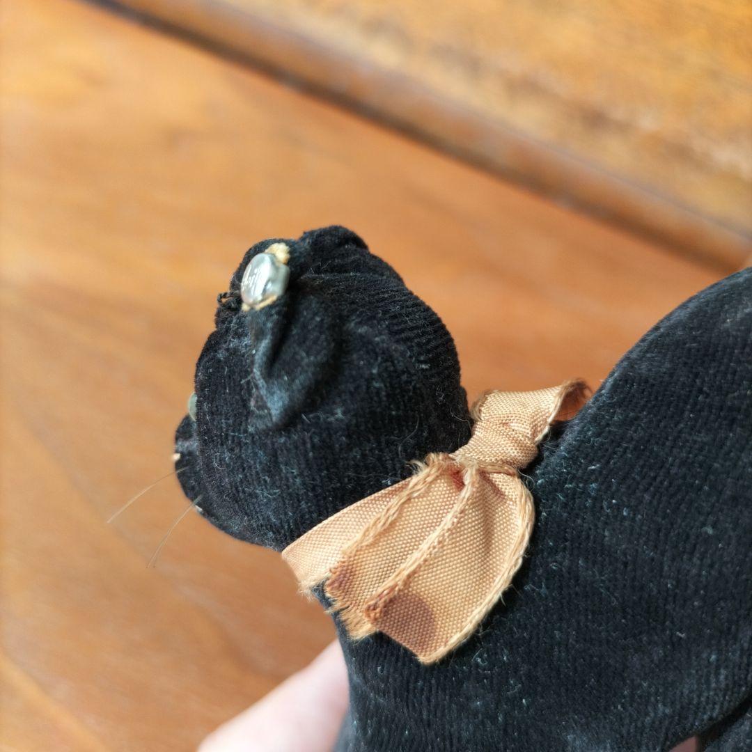 ビンテージ シュタイフ トム キャット 黒猫 別珍製 高さ10cm ③