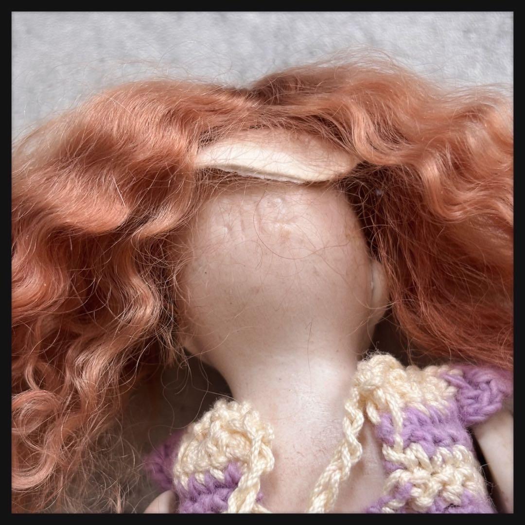 お盆セール アンティーク 赤毛の女の子オールビスクドール ミニョネット