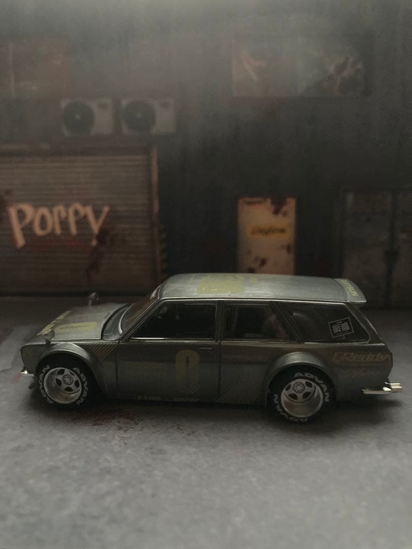 Minigt✖️街道ハウス　510ブルーバードワゴン　1/64スケールチェイス CHASE CAR Kaido House x Mini GT RAW HKS Datsun Bluebird 510 Wagon