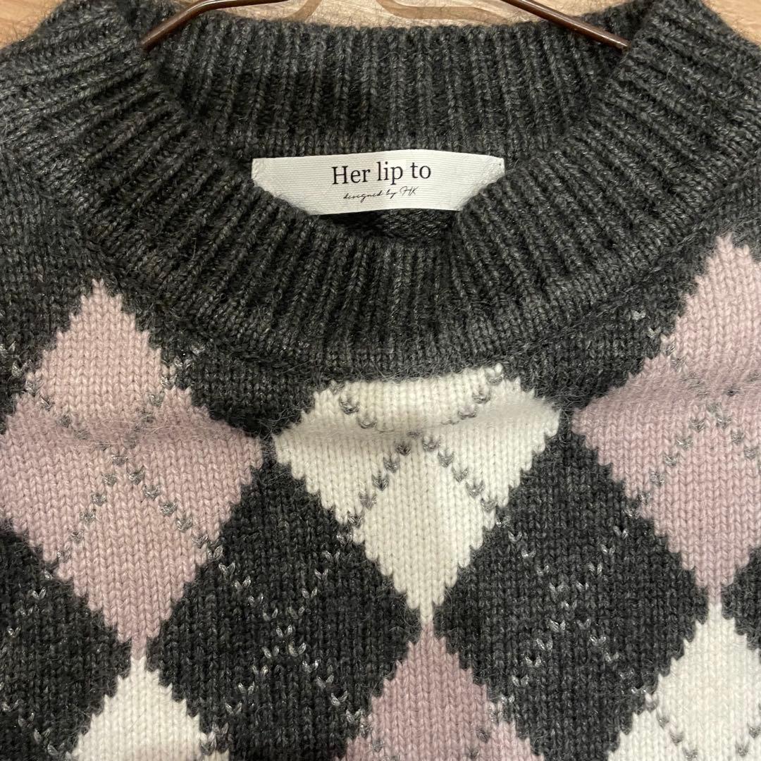 Moor Argyle Ribbon Knit Dress - メルカリ