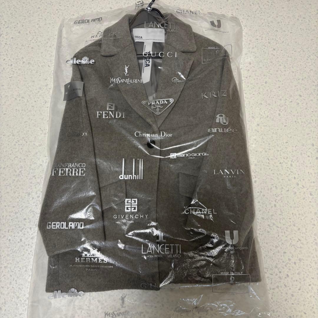 極美品 TICCA ティッカ ウールショートコート ピーコート グレー