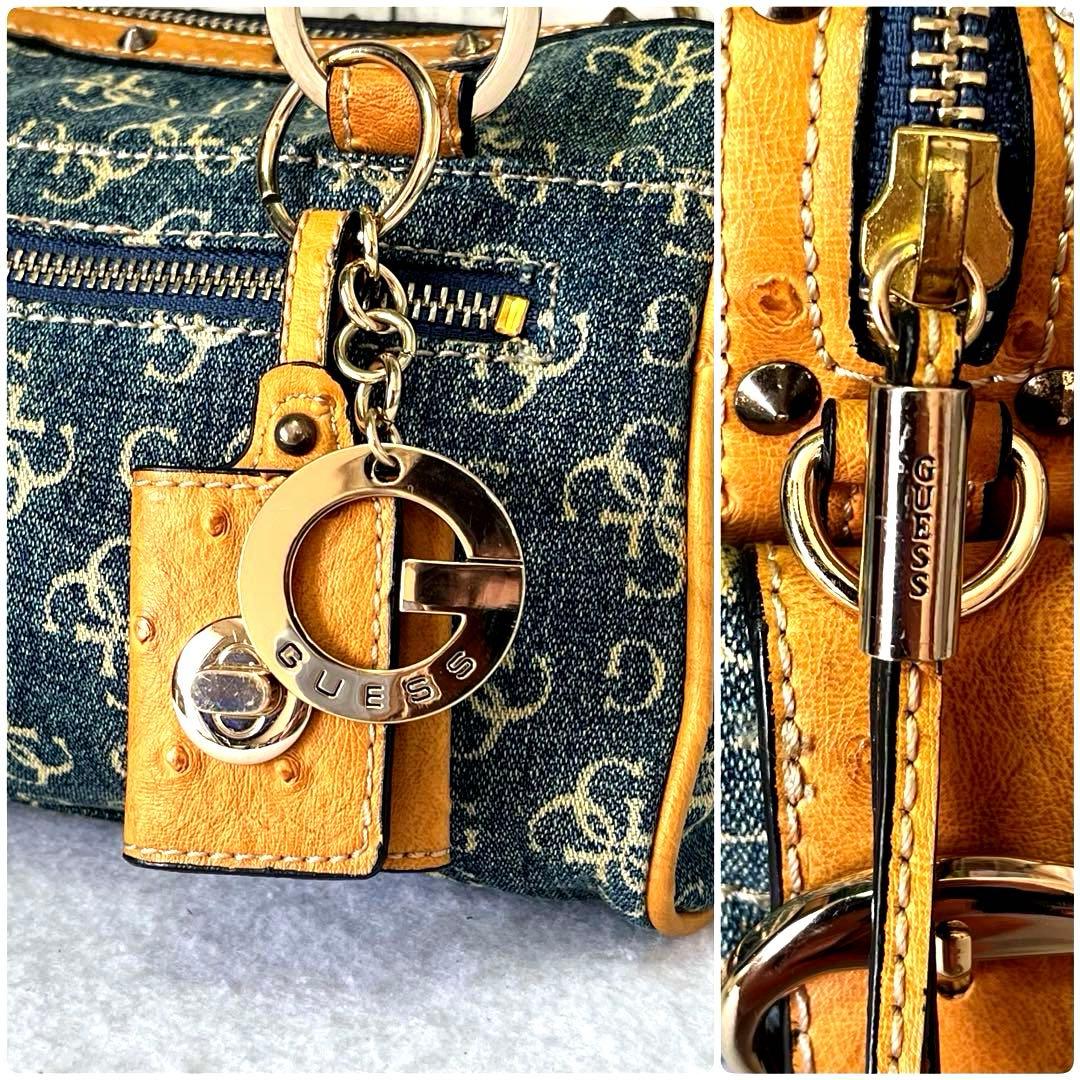 GUESS ゲス デニムハンドバッグ レザー ミニ ボストン コンビ