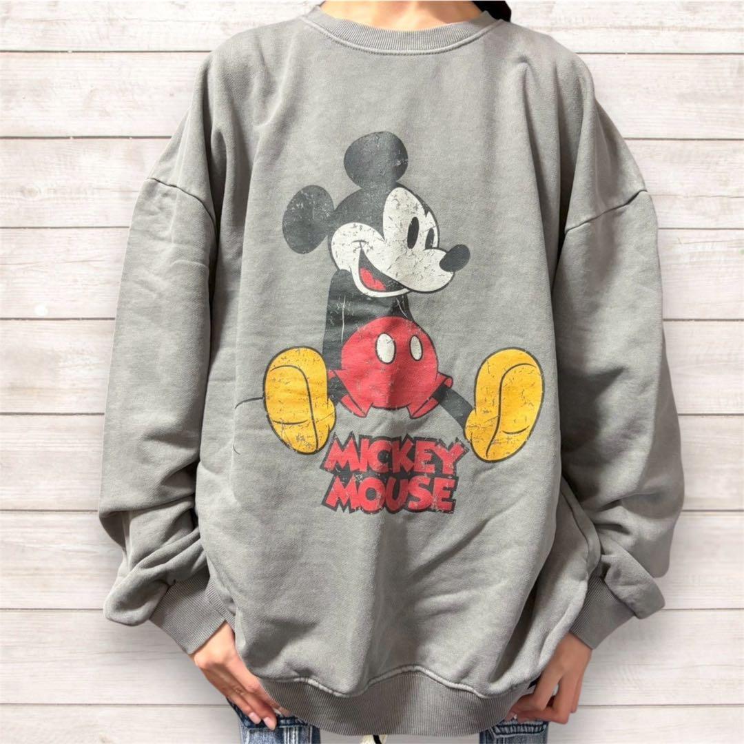 ミッキーマウス オーバーサイズスウェット グレー - メルカリ