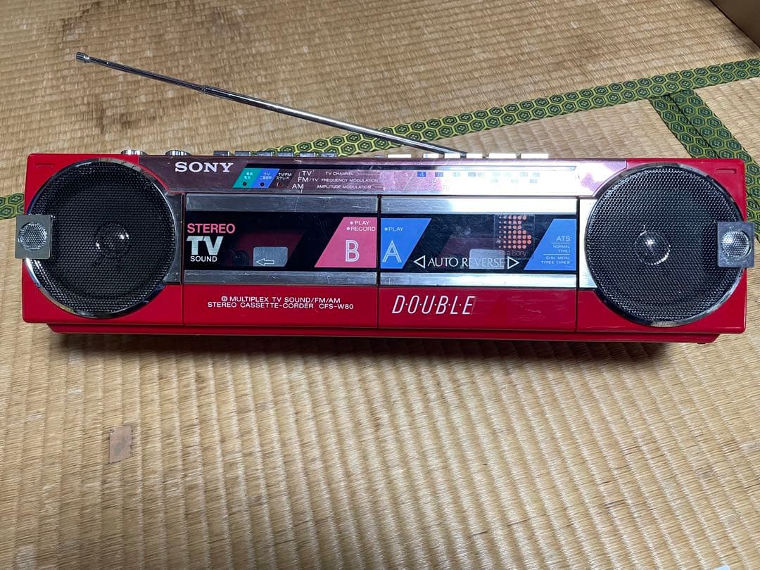 終わりますよ‼️ 超貴重❗️奇跡‼️SONY CFS-W80 昭和レトロ ラジカセ　赤 Yahoo!オークション - SONY ソニー Wラジカセ CFS-W80 赤 カセットコ