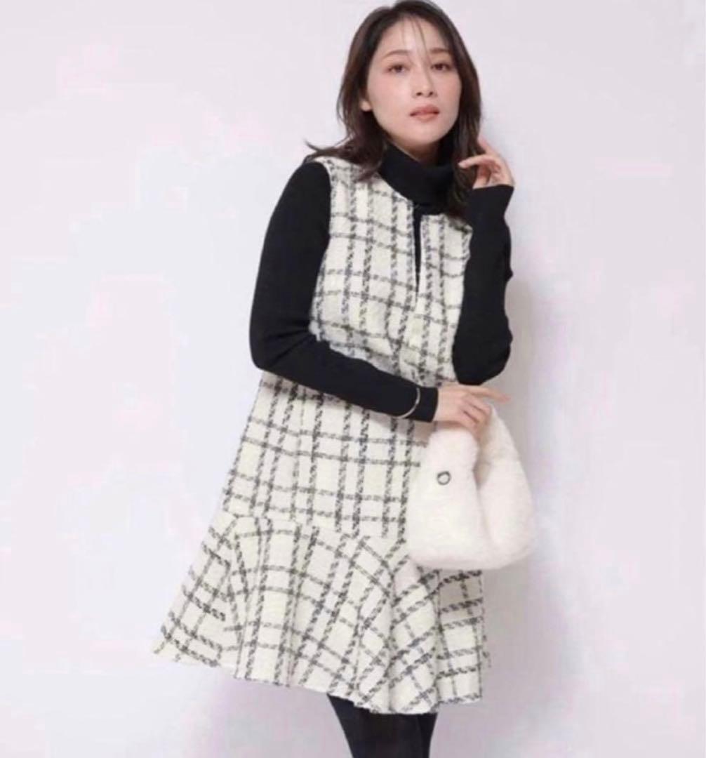 アプワイザーリッシェ ツイードペプラムミニワンピース チェック