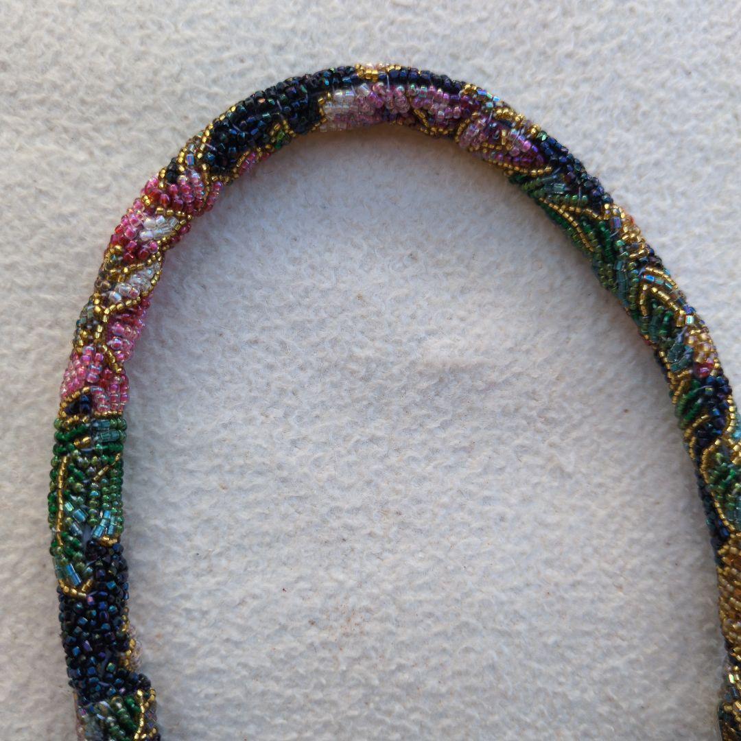 銀座白牡丹Hakubotanビンテージビーズバッグゴールド総柄花柄