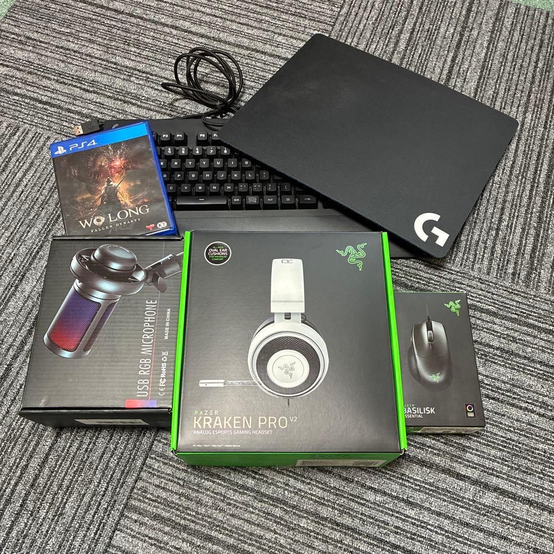 ゲーミングセット　ヘッドホン　マウス　キーボード　マウスパッド　マイクスタンド Amazon | Mamba snakeゲーミングキーボードマウスヘッドホンセット USB