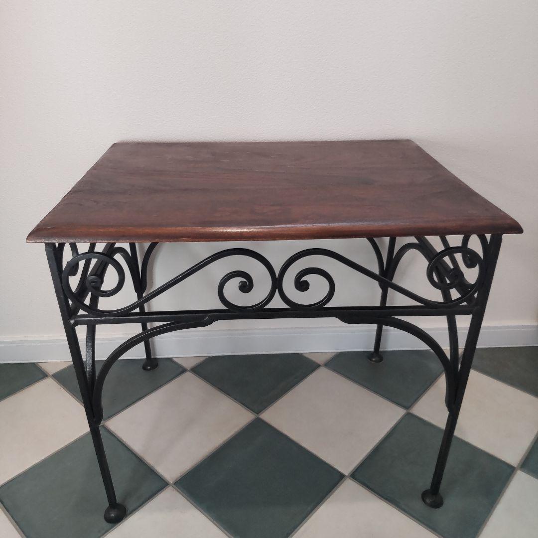 【天然木とアイアンのサイドテーブル】シーシャムウッド/インド家具/アジアン 送料無料 テーブル インテリア インド シーシャムウッドのサイド