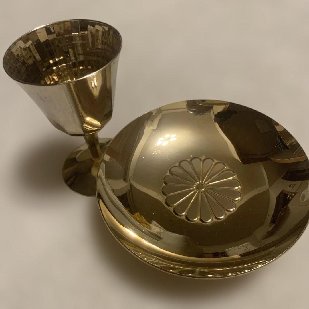 金杯 天皇陛下 御在位五十年記念盃 24KGP 金杯24KGP 24金メッキ - メルカリ