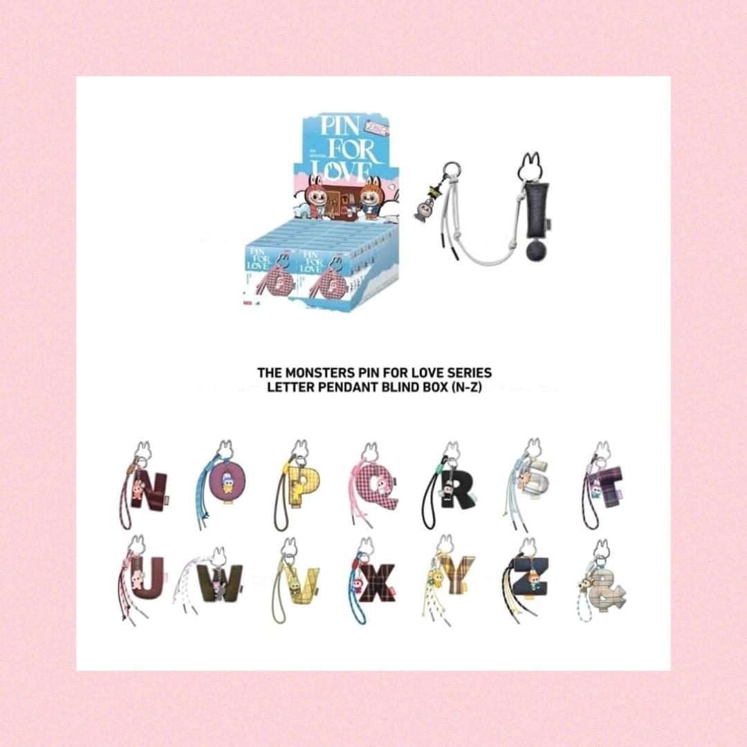 T】ラブブ (2点セット) LABUBU イニシャル ぬいぐるみ ストラップ