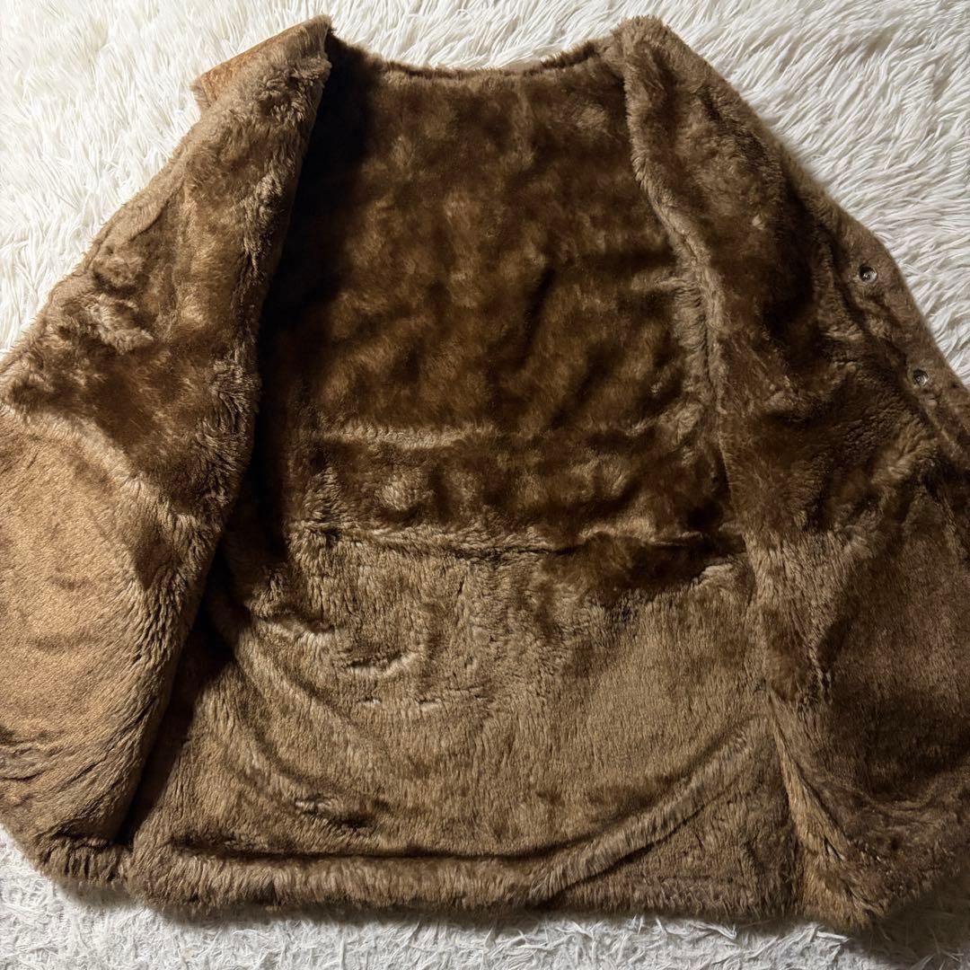 雰囲気抜群】schott ムートン 羊革 シープスキン ベスト ブラウン