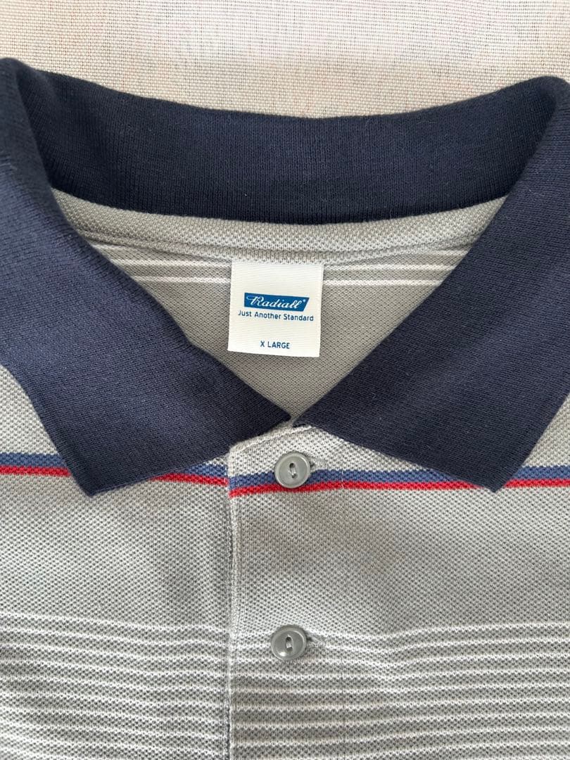 1月8日〆切 Radiall 長袖ポロシャツ Ice Gray XLサイズ