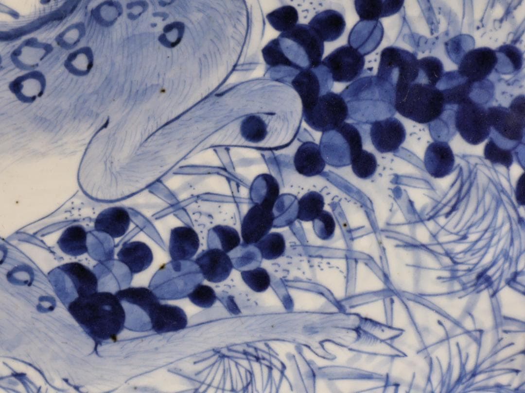 BK265 江戸期 古伊万里 古染付鹿文 大皿 49㎝ 二重角福 1尺6寸 - メルカリ