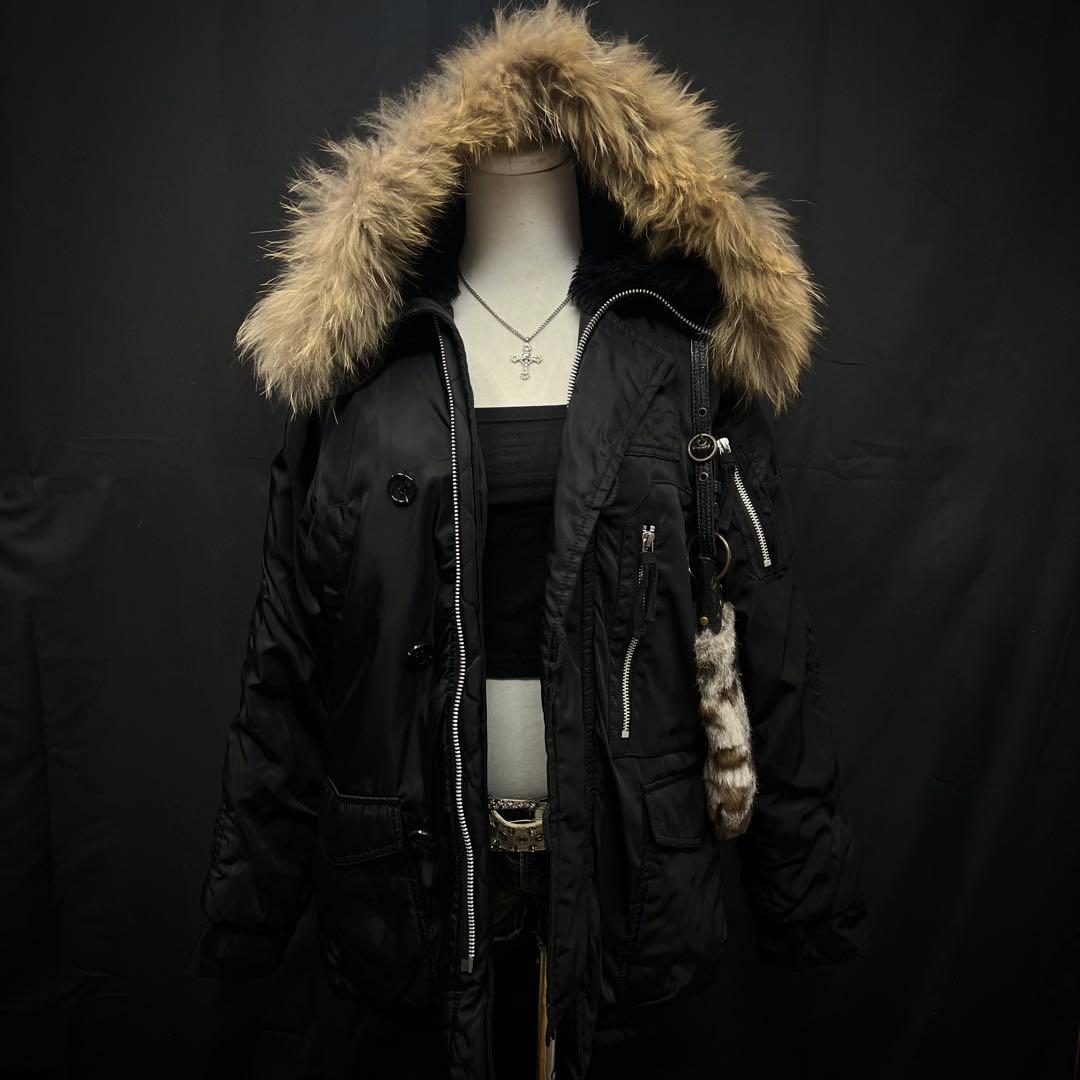 平成ギャル y2k グランジ ファー付き フライトジャケット ミリタリー