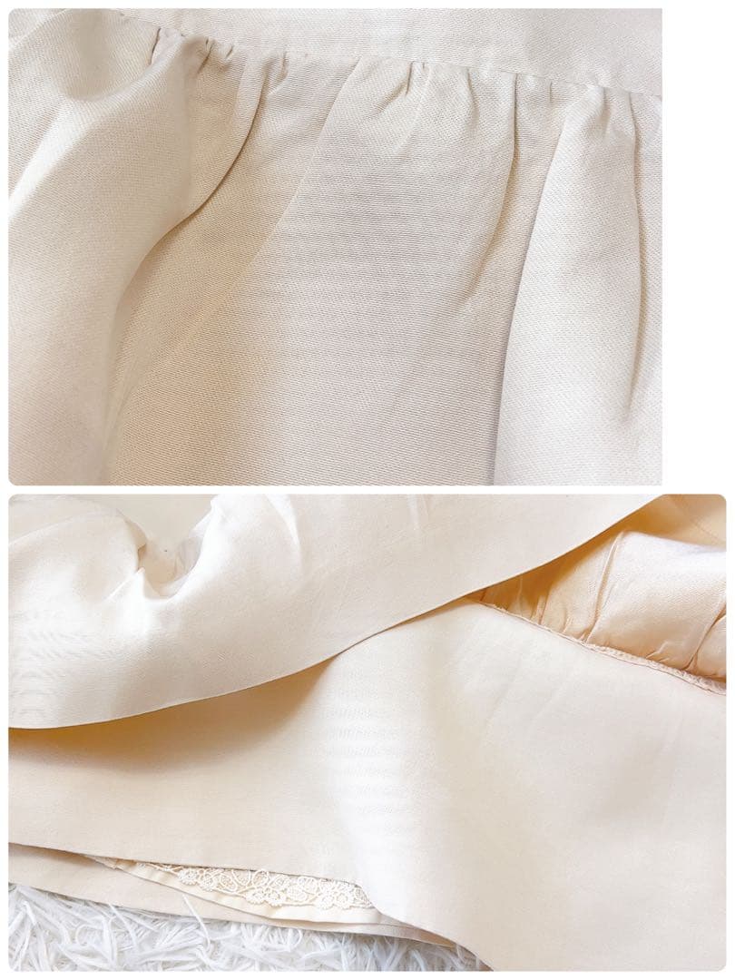 2段フレア✨FOXEY フォクシー シルク ワンピース ビーズ 40 ベージュ