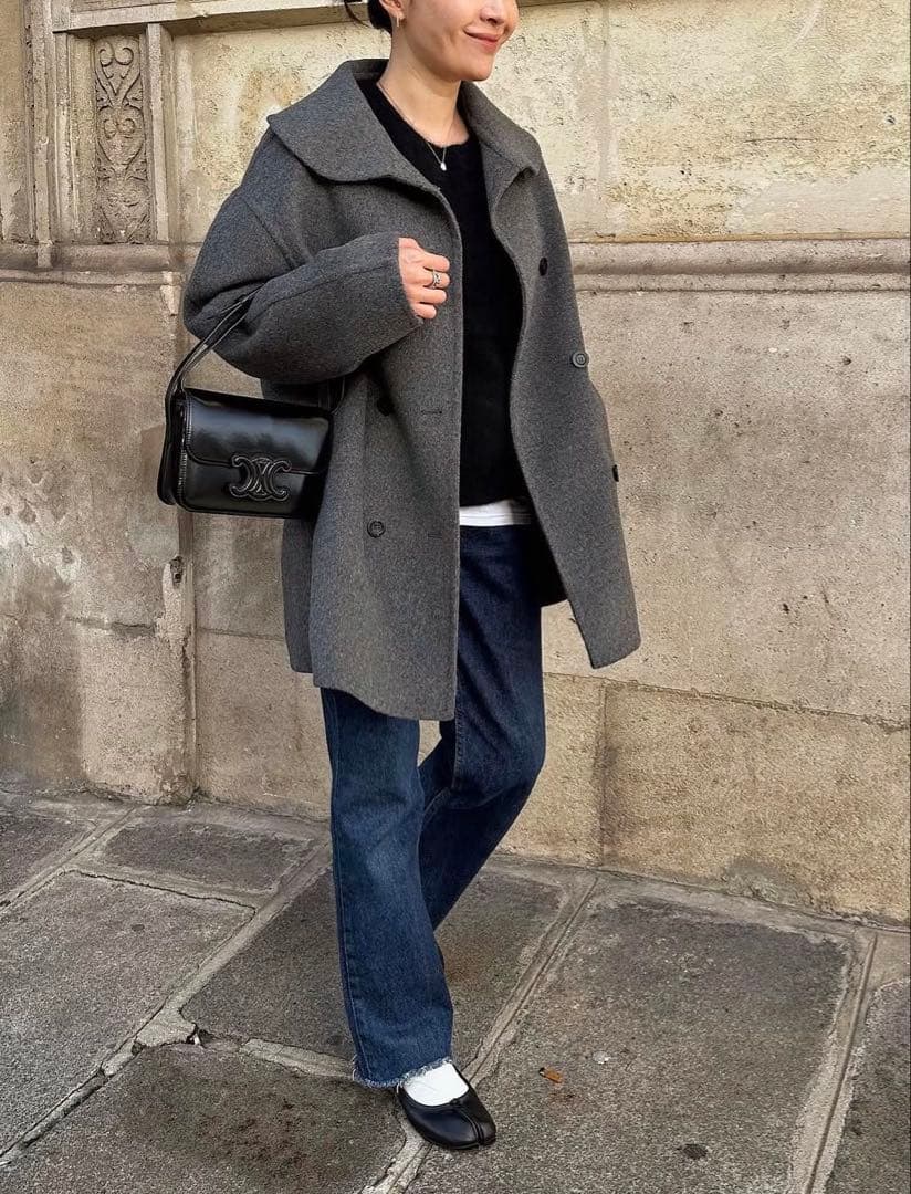 YONFA ダブルボタンウールコート - メルカリ