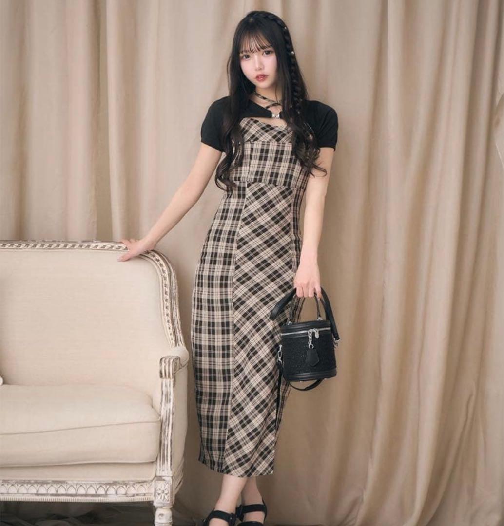 ミシェルマカロン アンサンブルチェックワンピース XS タグ付き - メルカリ