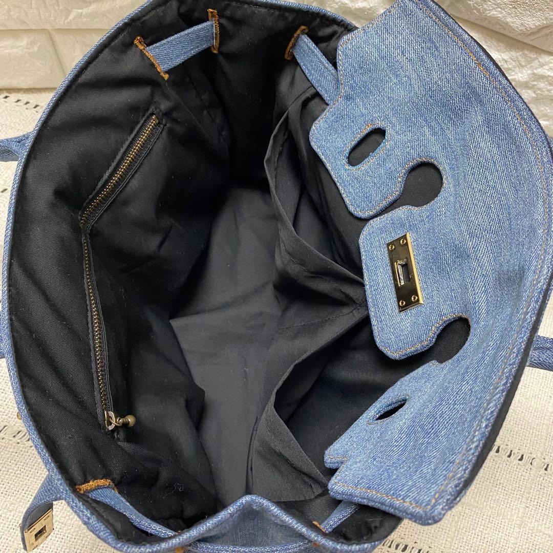 デニムリメイク フラップ付きトートバッグ Sサイズ 錠付き - メルカリ