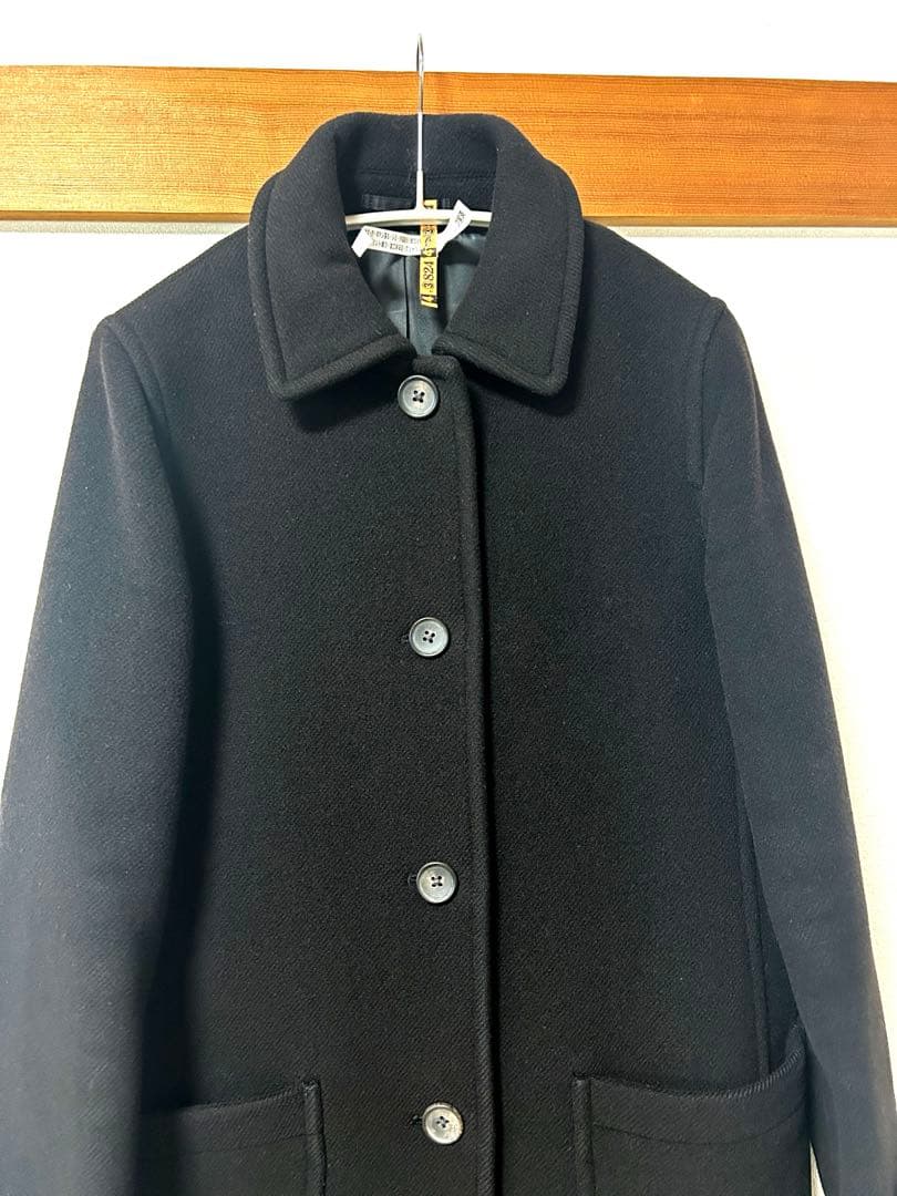 マーガレットハウエル ステンカラーコート カシミヤ混 ウール 黒