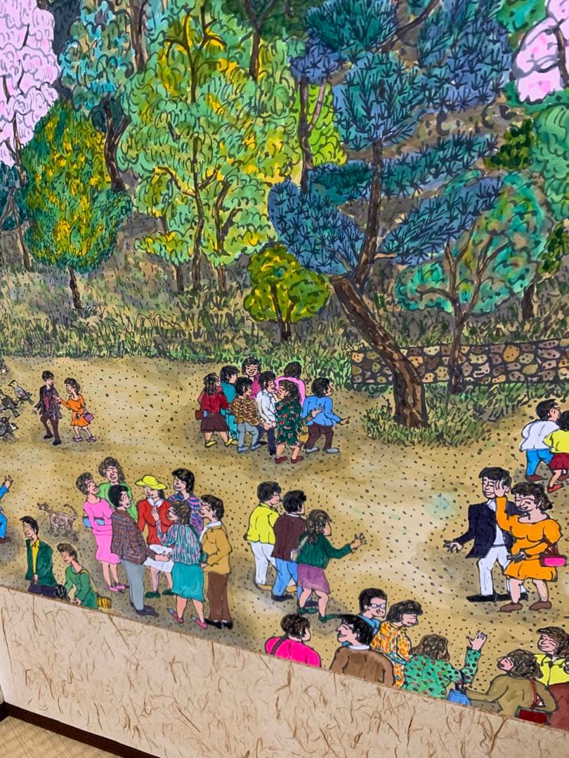 桜と姫路城の風景画 屏風式 日本画 1995年 - メルカリ