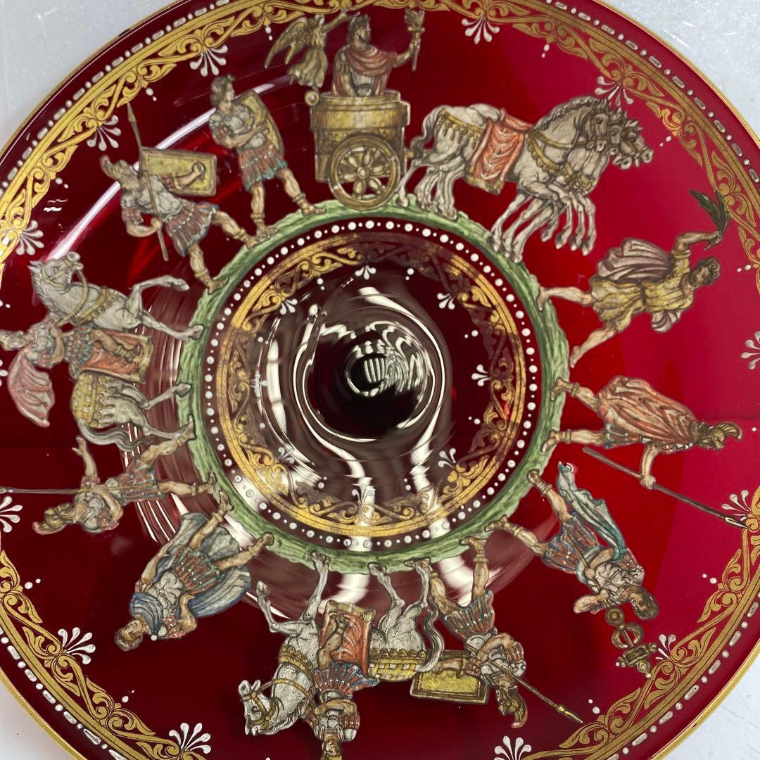 ムラーノ ベネチアングラス 人物金彩コンポート 直径25.8㎝東な7-0303②