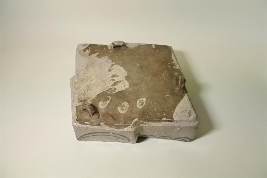 江戸末期 絵瀬戸 草花紋 菱形 平鉢 骨董品 アンティーク